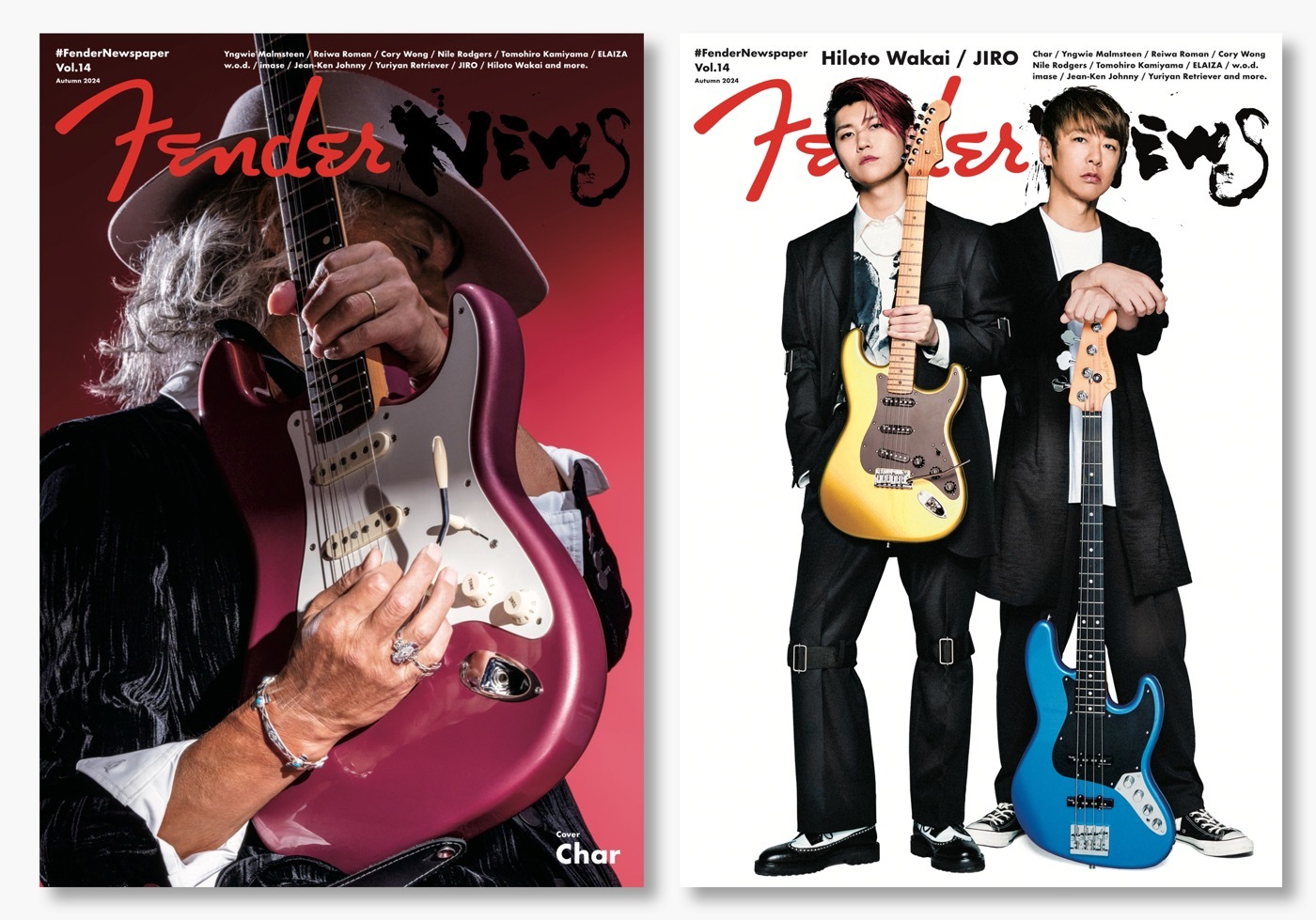 Char、JIRO（GLAY）＆若井滉斗（Mrs. GREEN APPLE）が『FenderNewspaper』W表紙に登場（THE FIRST  TIMES） - Yahoo!ニュース