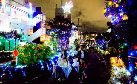 浦添市経塚の市道沿いが幻想的に　8万個のイルミネーション輝く　地域みんなで演出し20年目(沖縄タイムス)