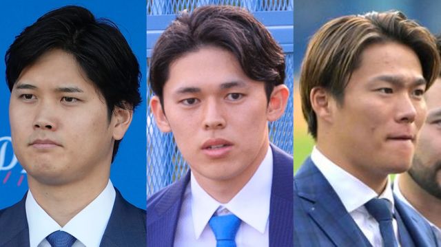 球団カラーを取り入れた佐々木朗希がドジャース入団会見に登場