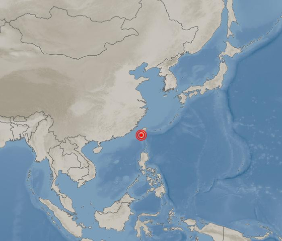 台湾地震の震源地を示す地図