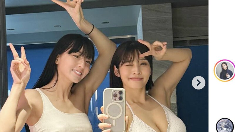 三十路グラドルと最強ラウンドガール、おそろい白ビキニで”腹筋の競演”「ジムの成果出てる！」（イーファイト） - Yahoo!ニュース