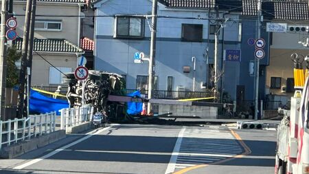 埼玉県八潮市で起きた陥没事故現場。発生翌日の1月29日、周辺を調査した