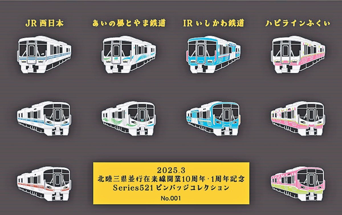 【驚きの値段】 521系」ピンバッジに あいの風とやま鉄道10周年記念 その他