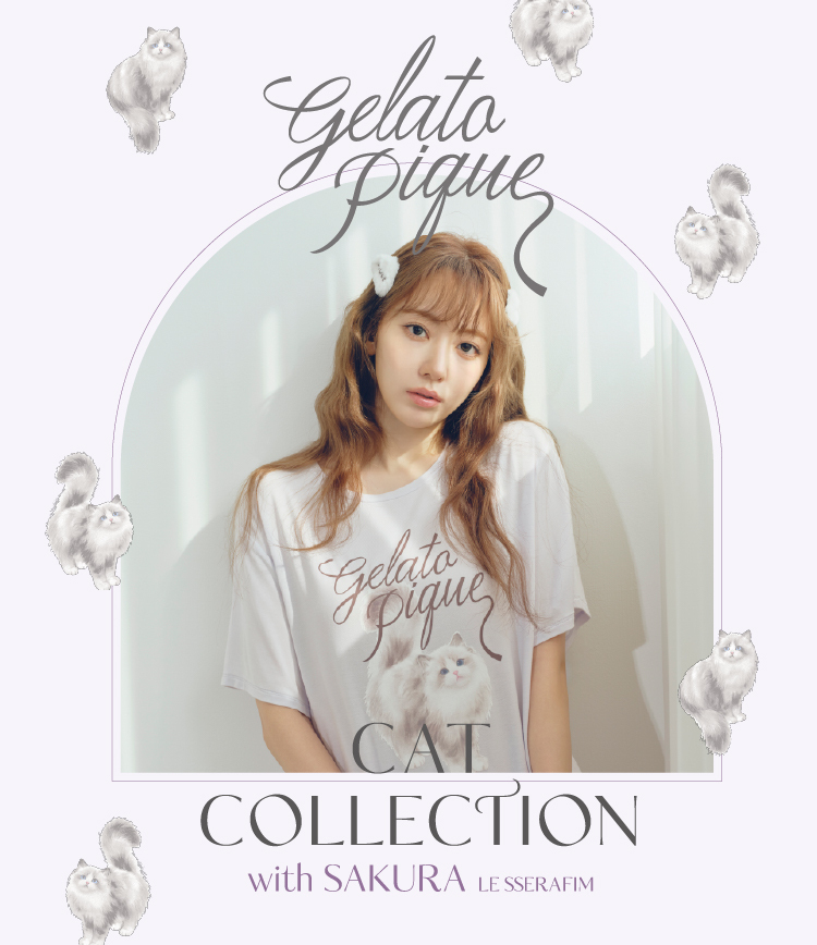 かかしさま専用　ジェラピケ　Le Sserafimサクラ着用♡サテン3点セット gelato pique】猫×リボンで女の子らしさ全開！LE SSERAFIM