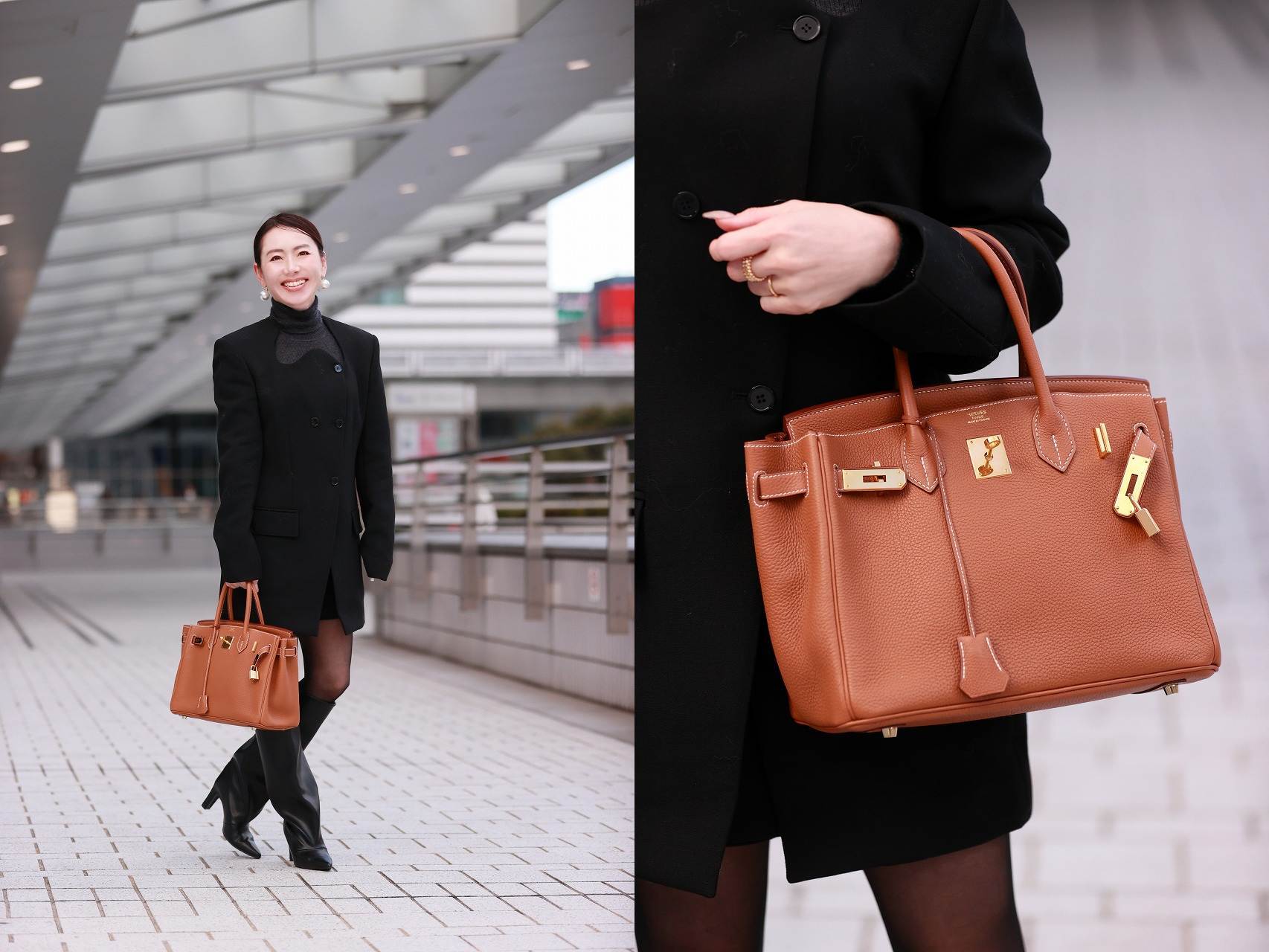 【コーデの主役に♡】HERMES バッグ エルメスSNAP】“手元にシルバー”が黒パンツコーデの抜け感作りに