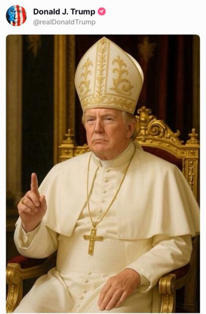 トランプ氏が教皇に扮した画像