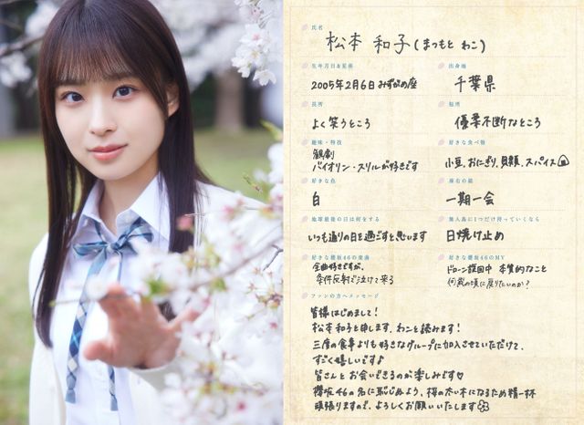 櫻坂46 佐藤愛桜 四期生お披露目制服 生写真 直筆サイン ヨリ
