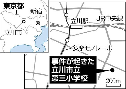 立川小学校襲撃、男２人は瓶をたたきつけ椅子で担任殴る…児童間トラブルで面談した母親と来校