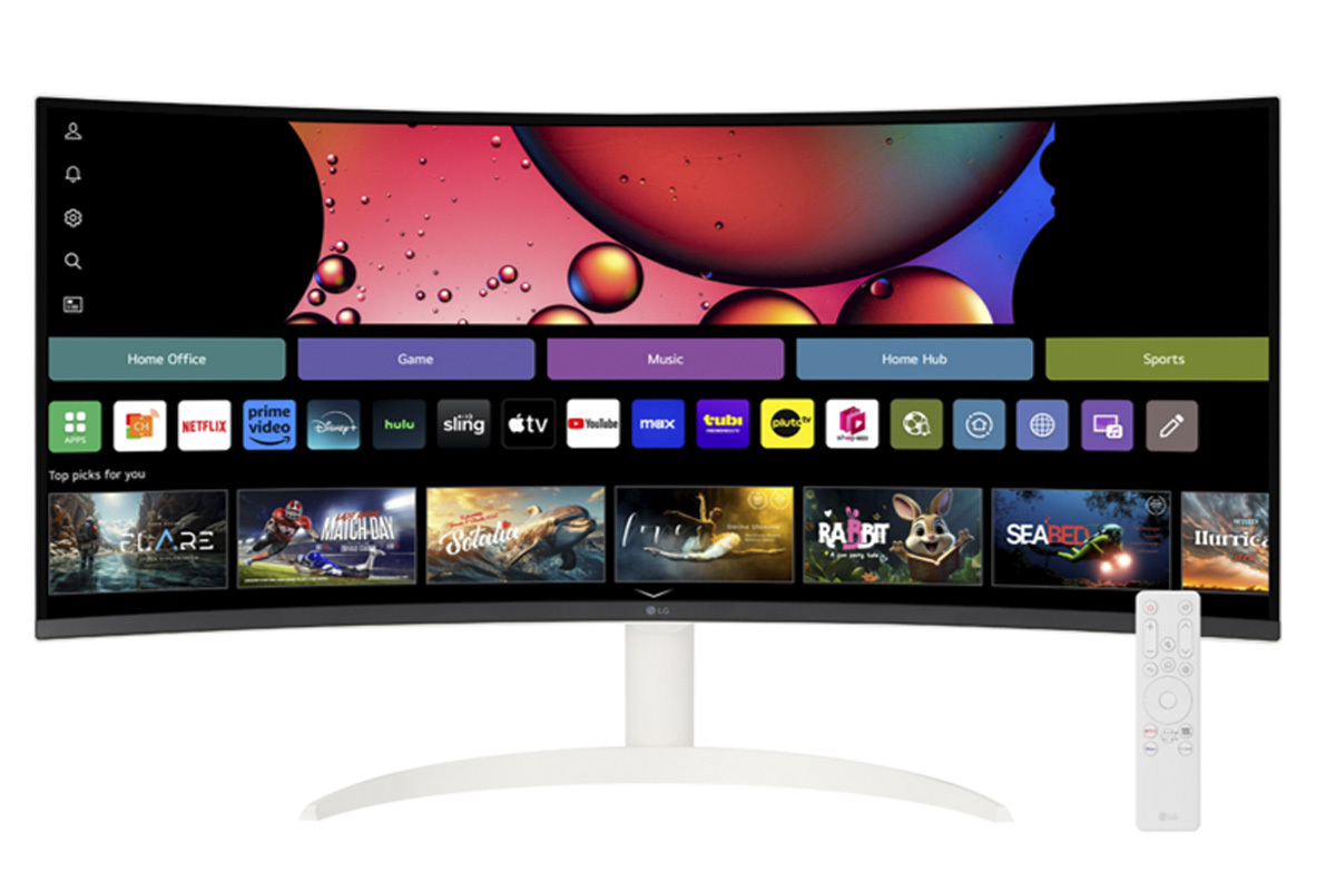 LG、PCレスでネット動画視聴できる超ワイド湾曲モニター