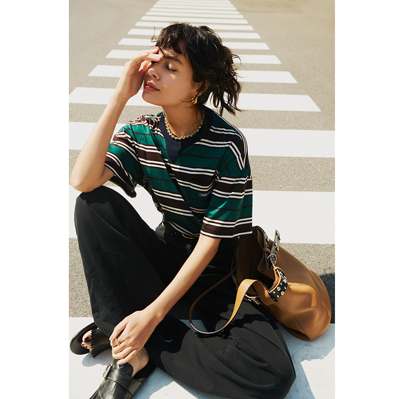 注目の新作♪【PRADA】ストライプ コットン Tシャツ 注目の新作♪【PRADA】ストライプ柄のコットンシャツ