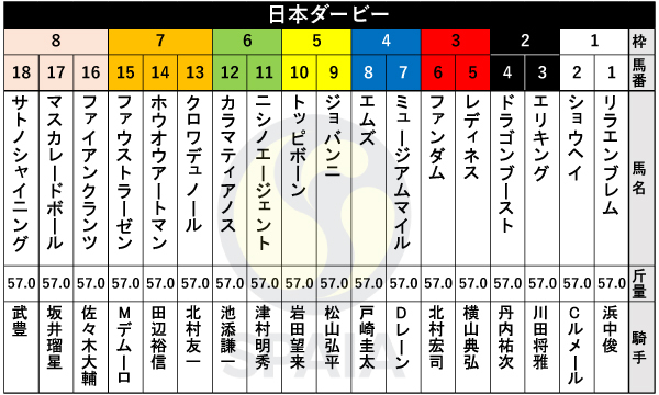 JRA 非売品 等身大パネル ジャパンカップ 枠順 出馬表 日本ダービー枠順】ホープフルS勝ち馬クロワデュノールは7枠13番