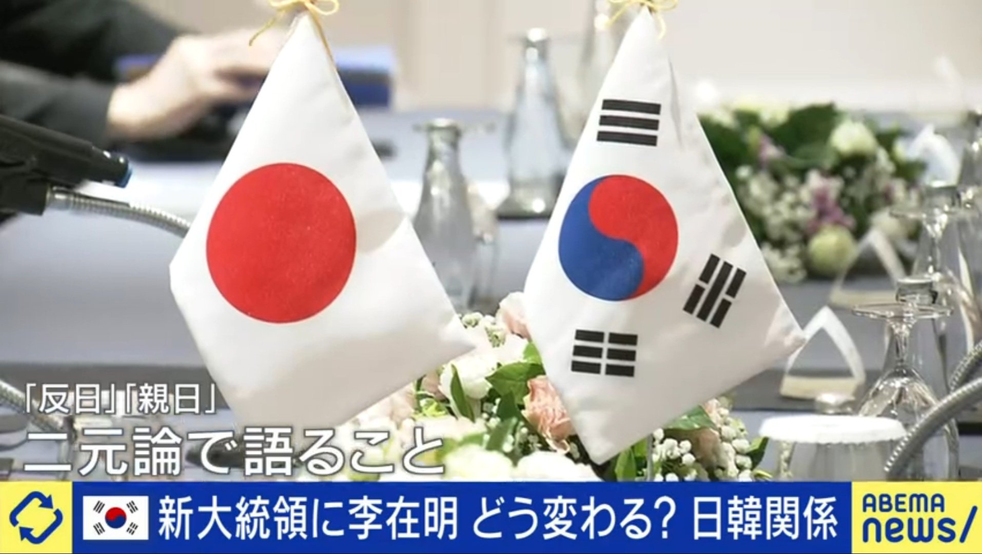 韓国国内における「親日」と「反日」の概念に関する議論を示すグラフィック