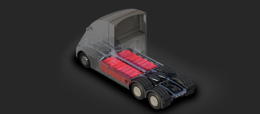729キロワット時（kWh）の大容量バッテリーを搭載した大型EVトラック