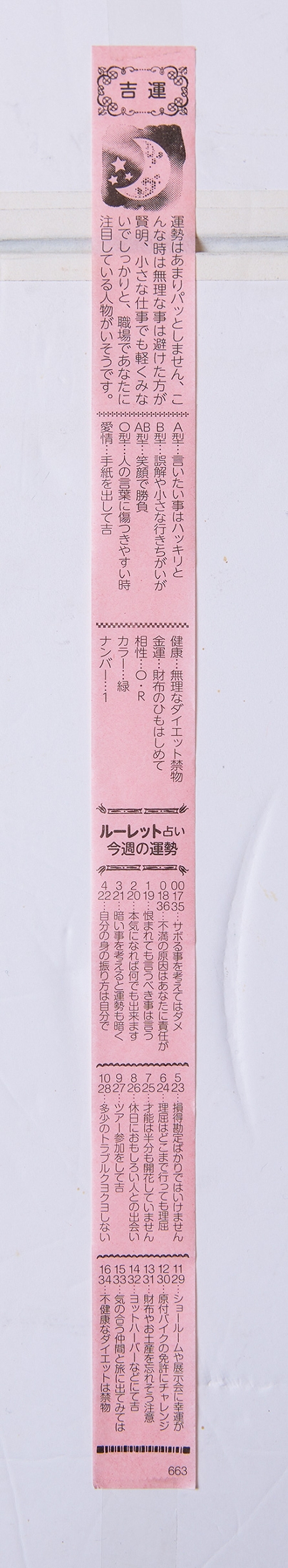 ルーレット占い 昭和の思い出。喫茶店に置いてあった「おみくじ器」って覚えてる