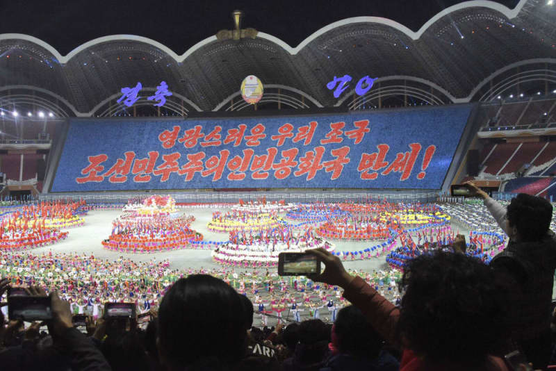 北朝鮮・平壌で行われる大規模なマスゲームの様子