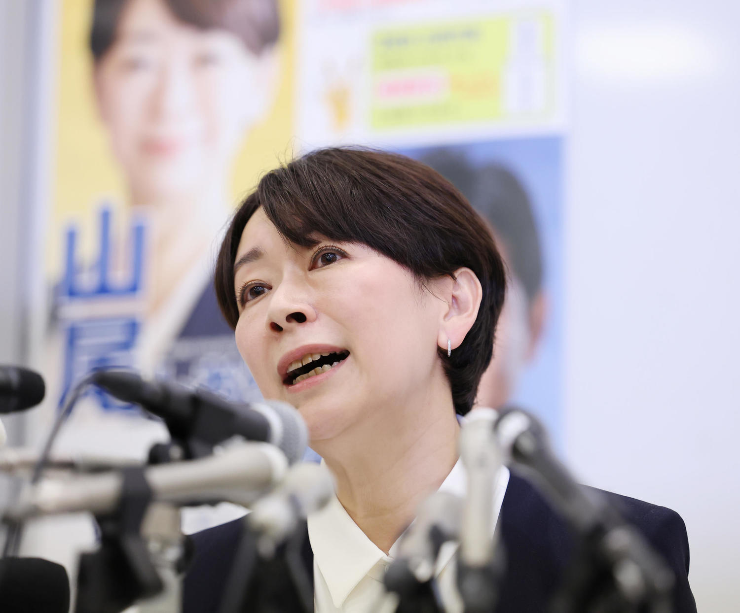 国民民主党からの参院選出馬会見を行った山尾志桜里元衆院議員（2025年6月10日）