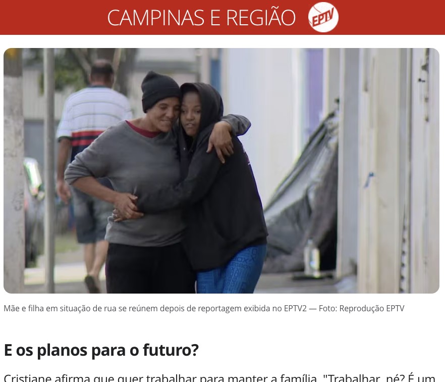 ブラジルの路上生活者支援シェルターで20年ぶりに再会を果たした母クリスチアネさん（左）と娘ヴィトリアさん（右）