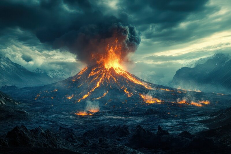 日本の火山風景（イメージ）噴火活動と自然災害に備える地学の知識