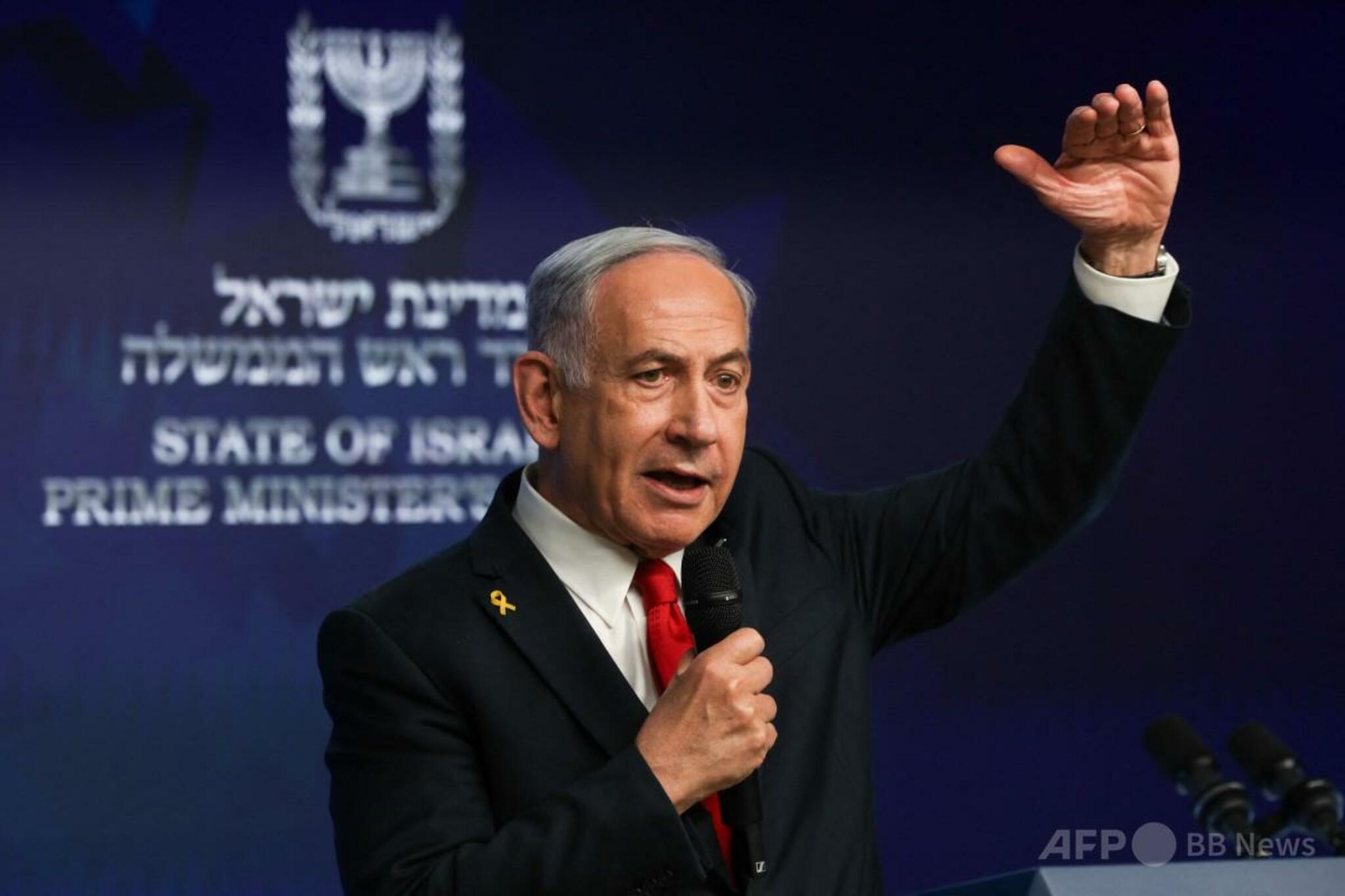 イランに関する発言を行うイスラエルのベンヤミン・ネタニヤフ首相。中東エルサレムでの記者会見にて（2025年5月21日撮影）