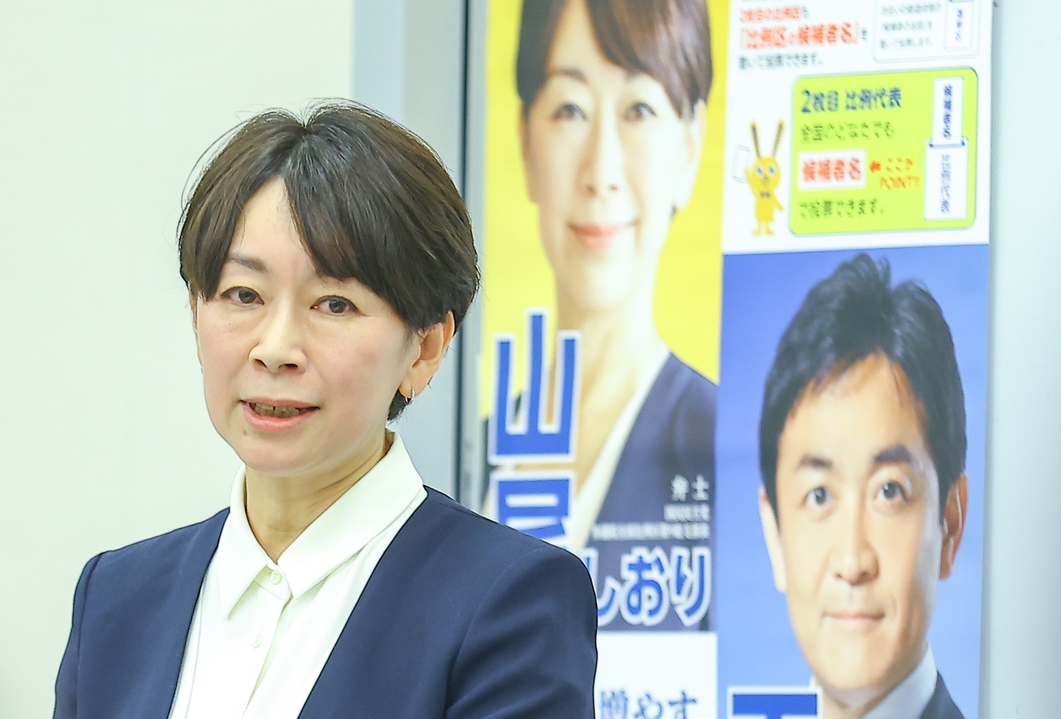 国民民主党の山尾志桜里元衆院議員。参院選比例代表への擁立発表後、党の候補者選定プロセスに疑問の声があがった。