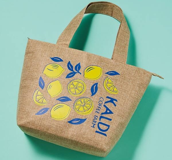 KALDI カルディ　レモン柄　ナイロン　巾着　ポーチ　バッグ カルディに「レモンバッグ」数量限定で！さわやかバッグ＆巾着に