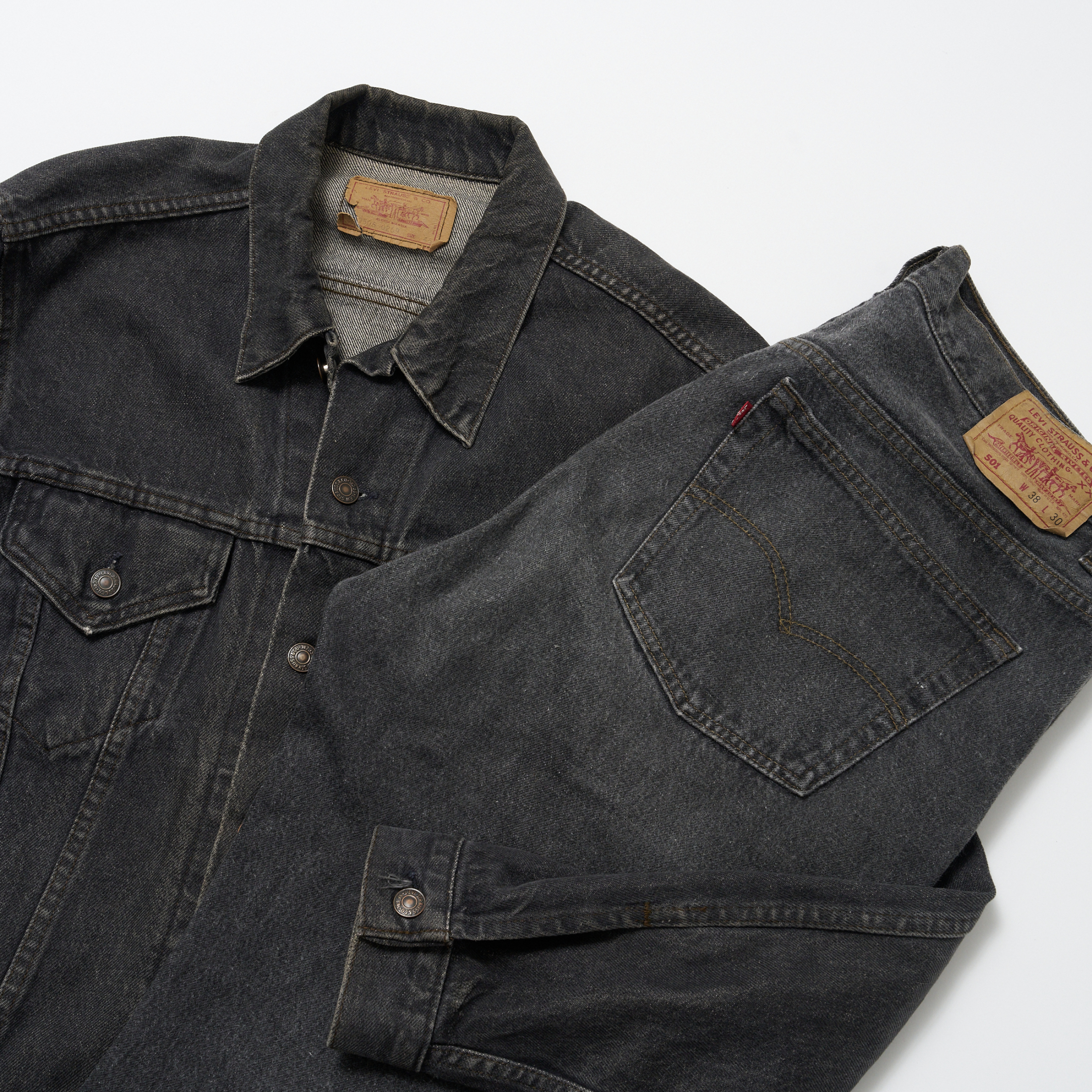美品 L 先染め 70507 USA Levi's ブラックデニムジャケット 黒