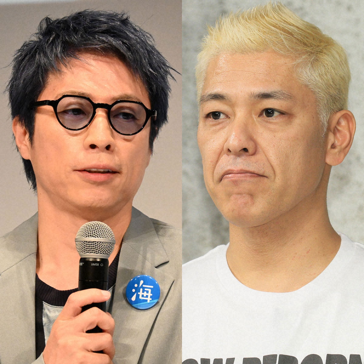 ロンドンブーツ1号2号の田村淳（左）と田村亮（右）。『ロンドンハーツ』生放送で解散を発表。