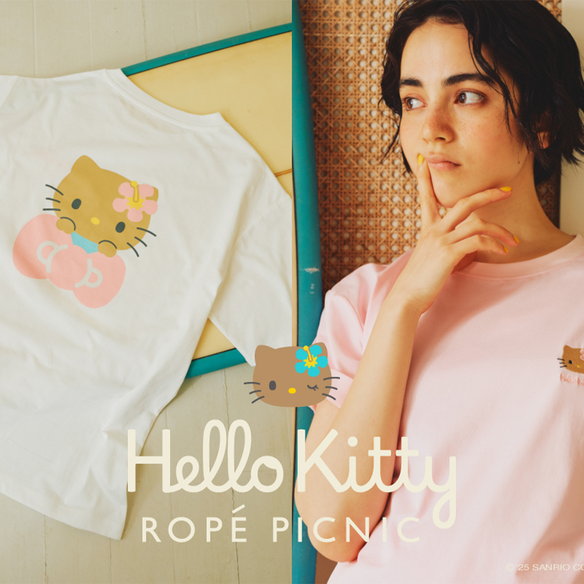 ROPE' PICNIC×ハローキティ コラボ日焼けハローキティ Tシャツ ROPÉ PICNIC(ロペピクニック) / 【ROPE' PICNIC×ハローキティ