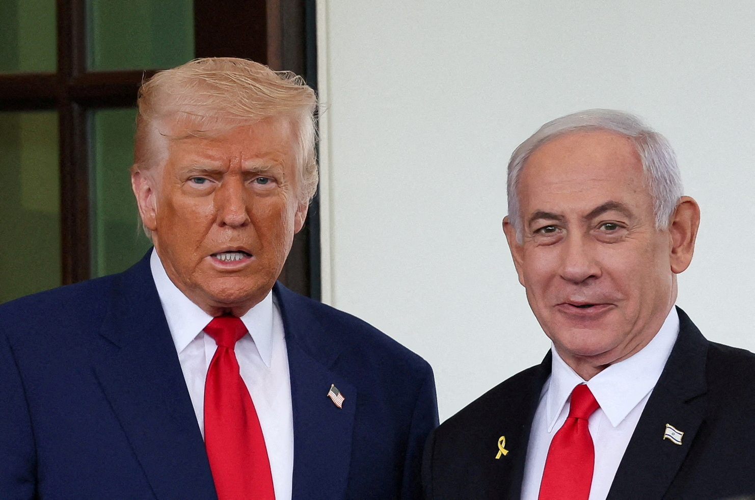 トランプ前米大統領とイスラエルのネタニヤフ首相。（パレスチナ自治区ガザ情勢、停戦協議、今後の会談に関連）