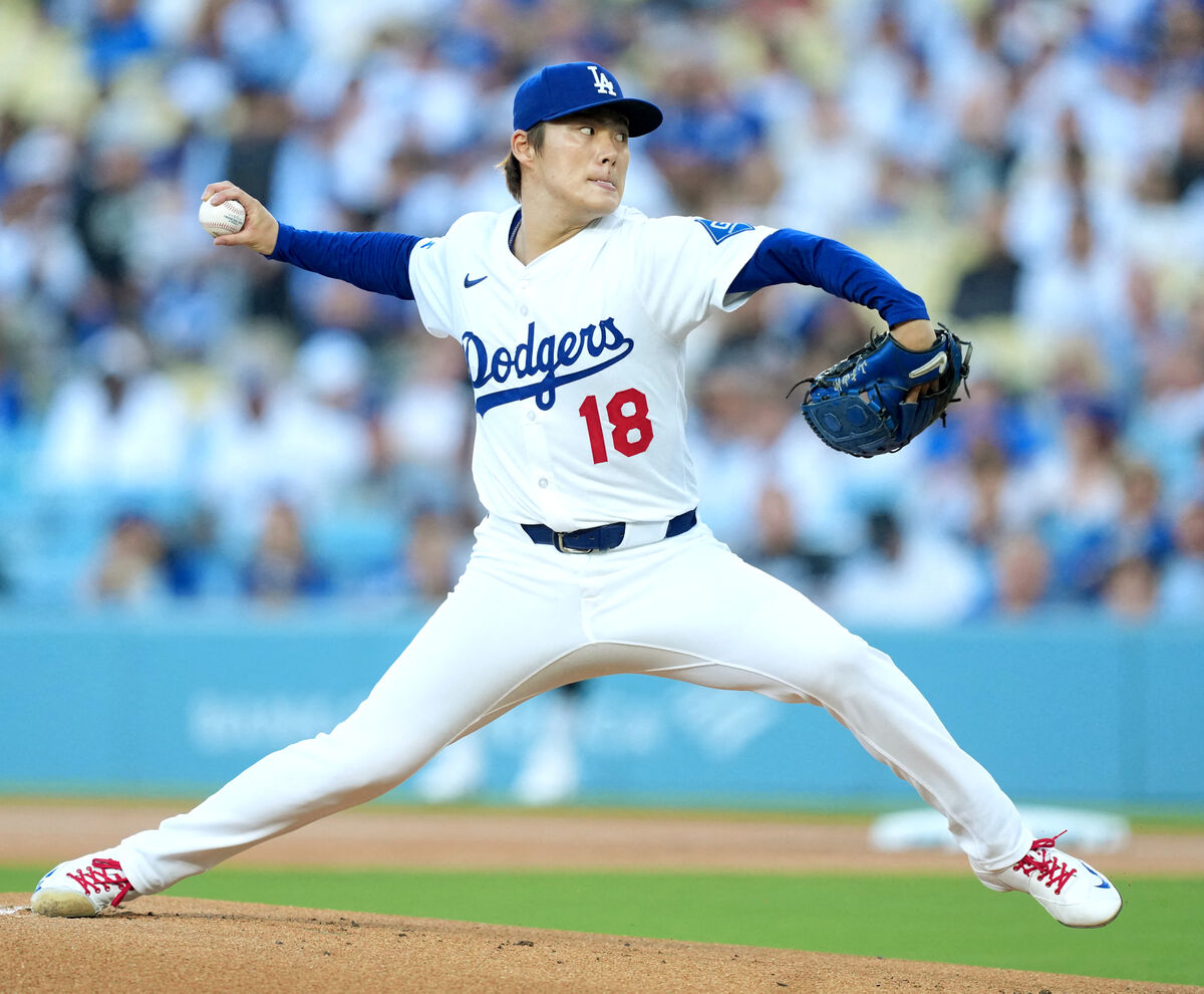 山本由伸、106奪三振でメジャー移籍後最多更新 投球回も1年