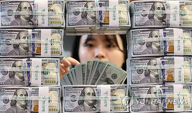 韓国の外貨準備高4102億ドル　米ドル安で56億ドル増