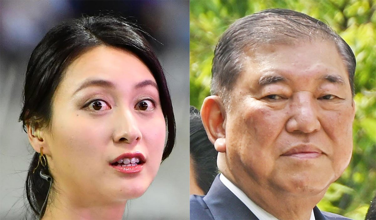 コメ価格について議論する石破茂首相と小川彩佳氏（参院選テレビ討論より）