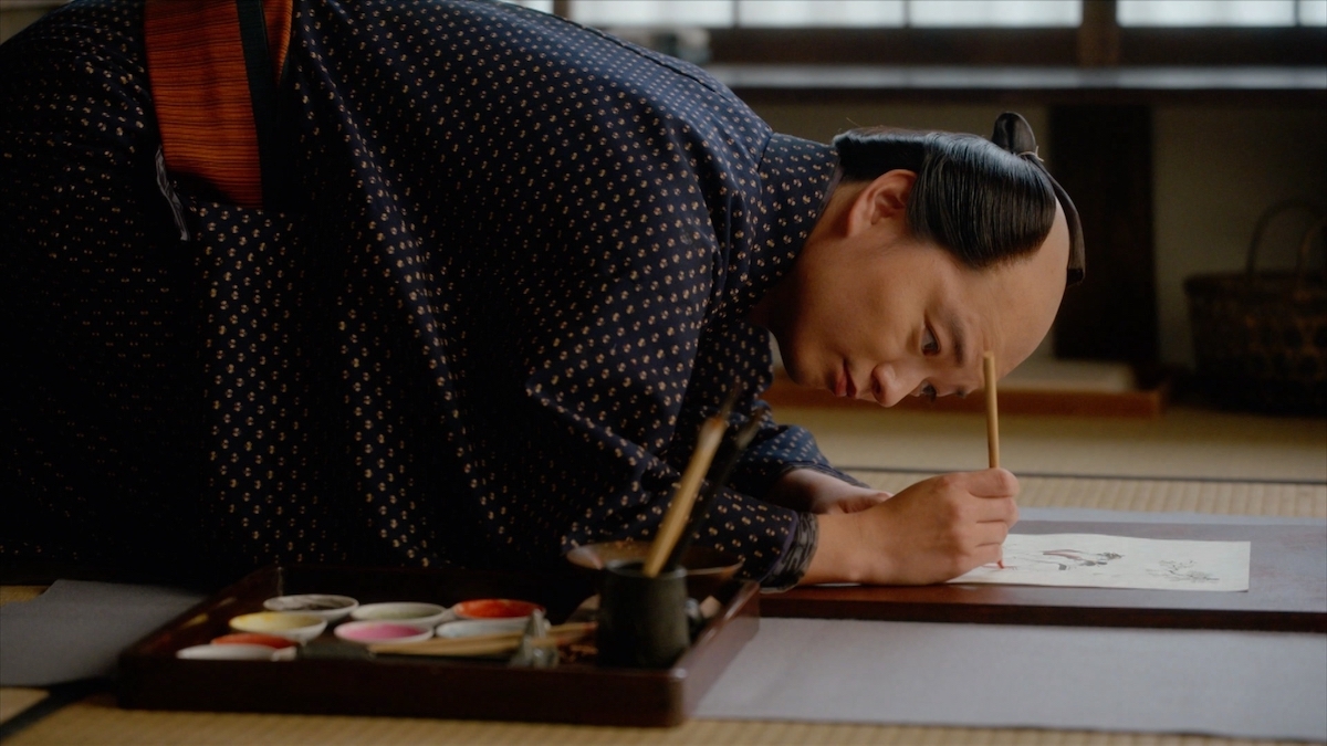 NHK大河ドラマ『べらぼう』第26回より、悲しみを秘めた表情を見せる歌麿（染谷将太）