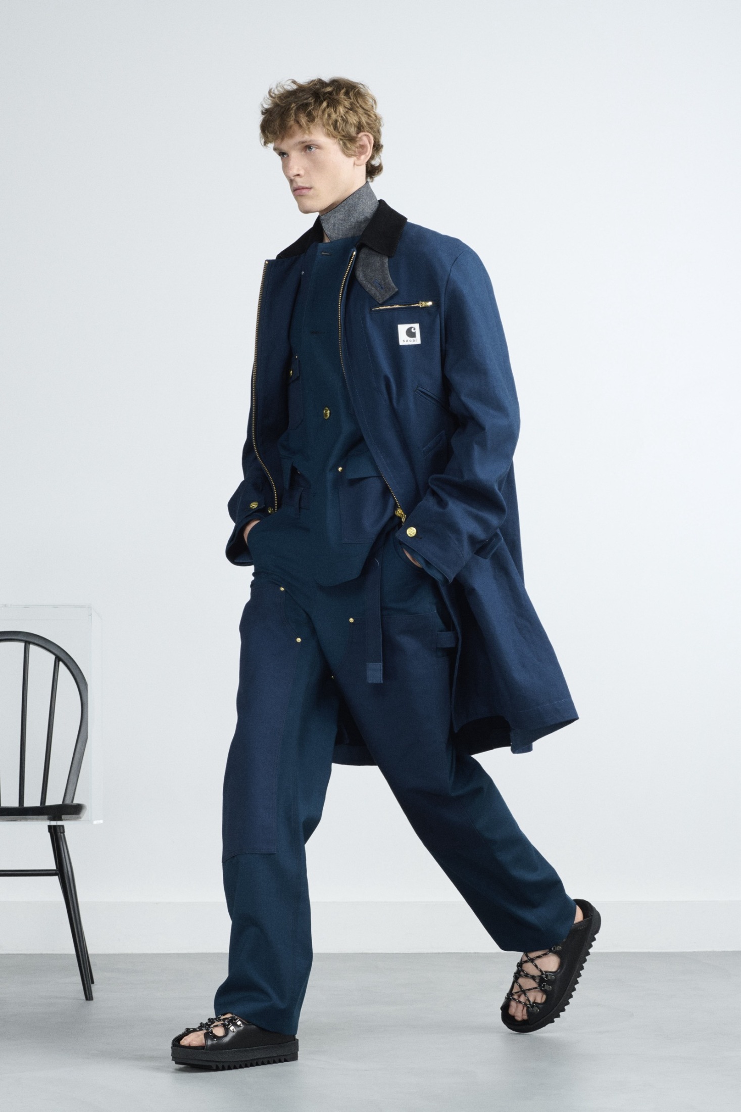sacai サカイ 異素材ドッキング ツイード フーデッドコート 2way 白 sacai サカイ 異素材ドッキング ツイード フーデッドコート 2way 白