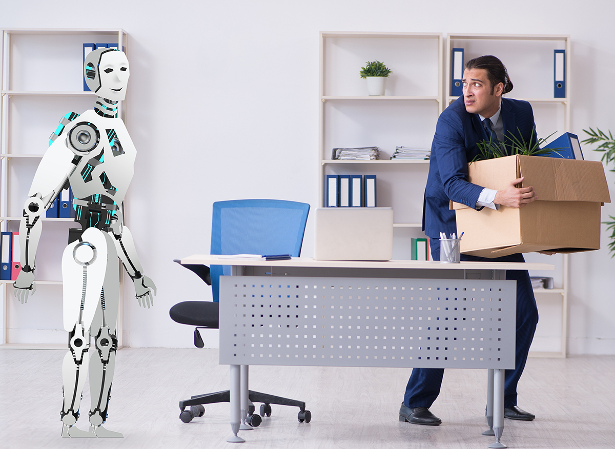 AIによる仕事の未来を示すイメージ画像：データと人間活動の融合