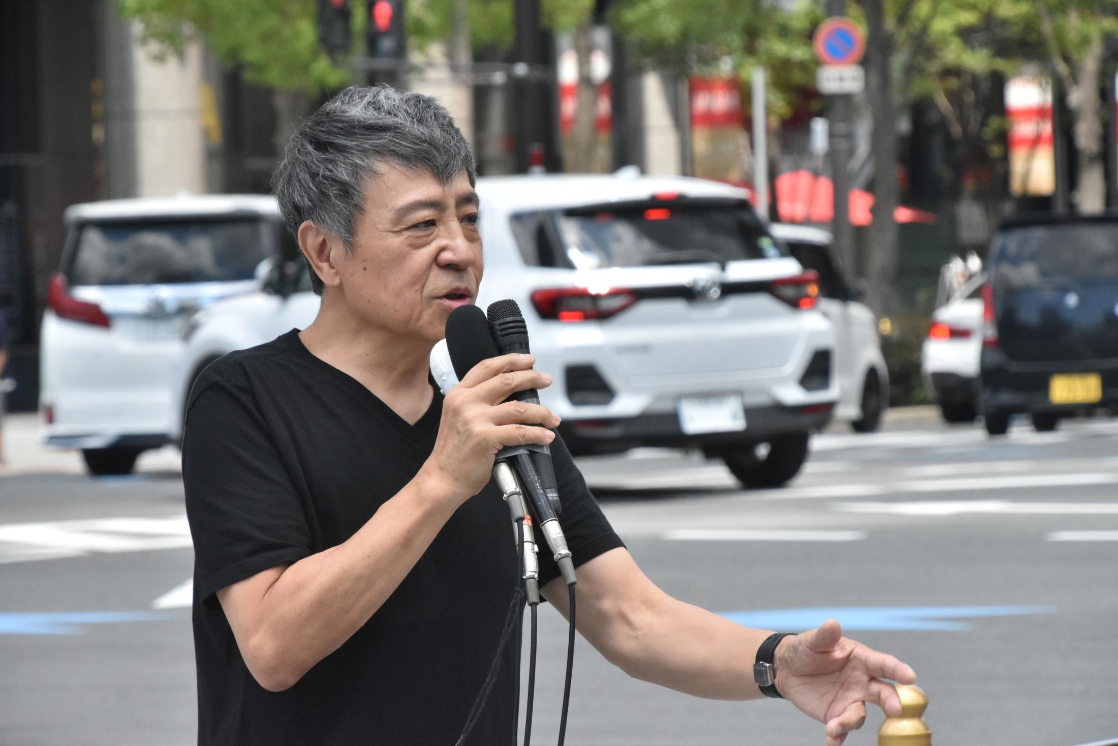 参院選大阪選挙区から立候補した世良公則氏の初の街頭演説風景