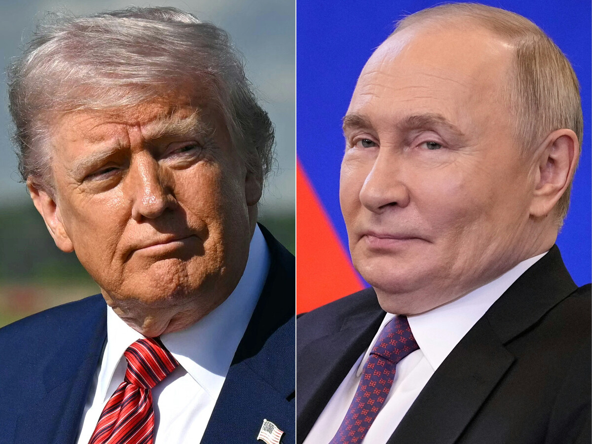 トランプ米大統領とプーチン露大統領が会談中。ウクライナ問題における両者の動向を象徴。