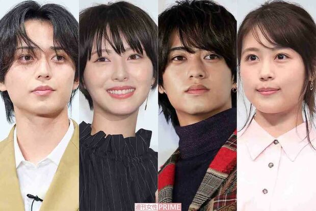 左からKing & Prince永瀬廉、女優の浜辺美波、King & Prince高橋海人、女優の有村架純。国民的アイドルと国民的女優が並び立つ豪華な集合写真