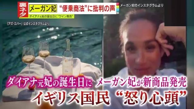 ダイアナ元妃の若かりし頃の肖像。メーガン妃がロゼワインの発売日をダイアナ元妃の誕生日に設定したことが「売名行為」と批判される背景を示す。