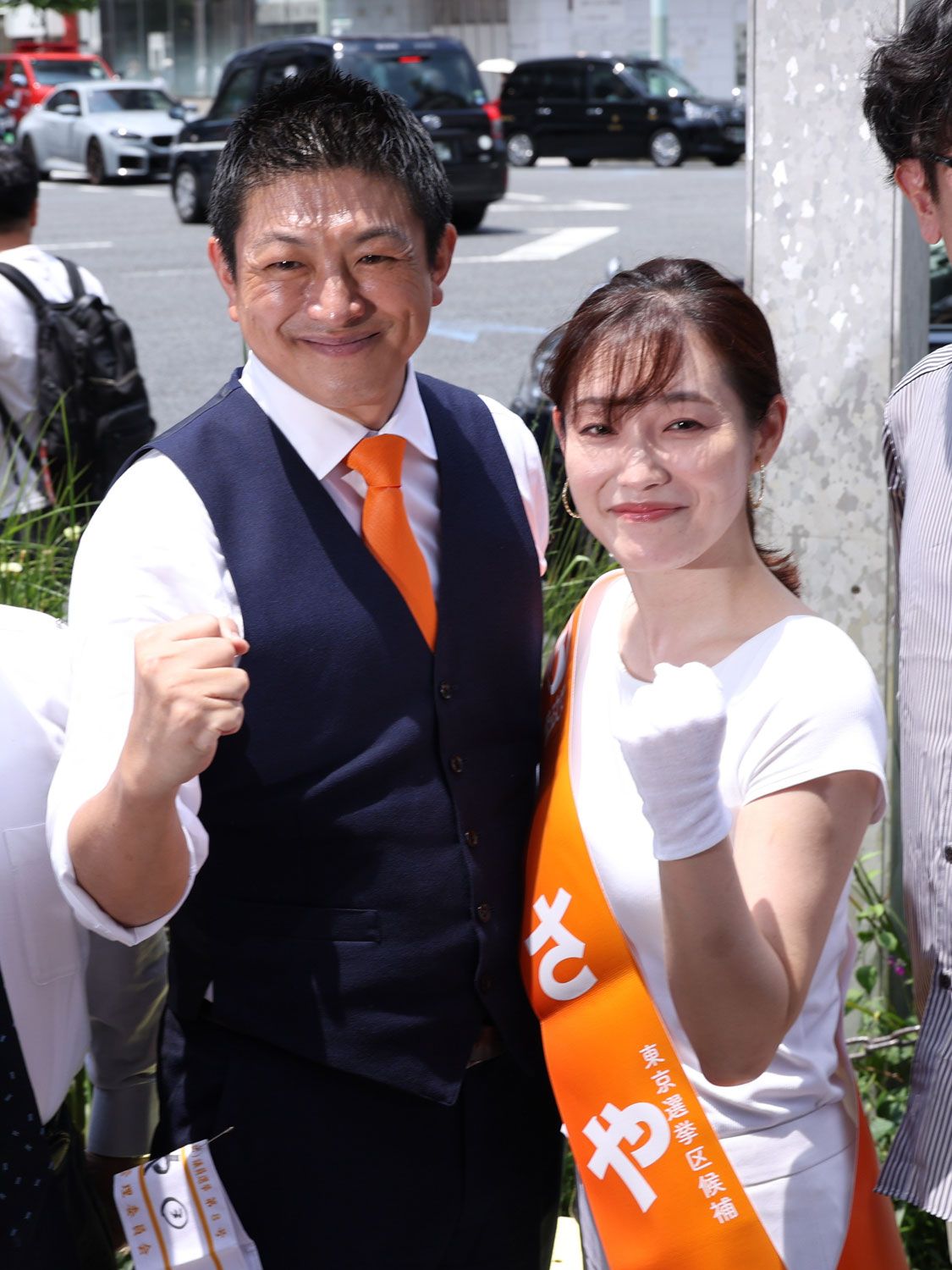 参政党の神谷宗幣代表と、本名が塩入清香と公表されたさや氏