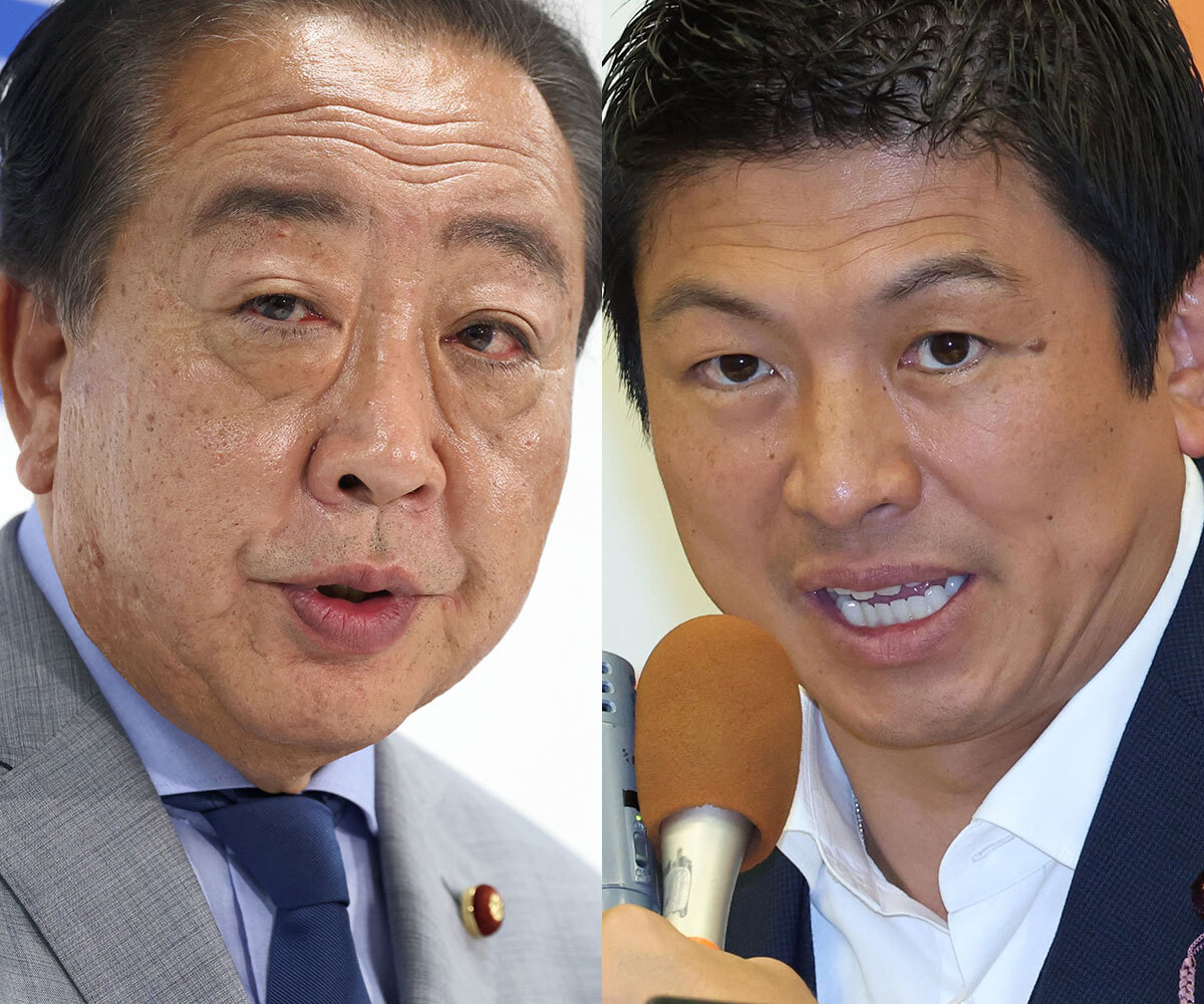 立憲民主党の野田佳彦代表と参政党の神谷宗幣代表が会談する様子