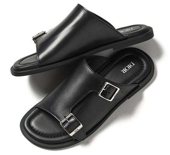Diorレザーサンダル Dior カーフレザー サンダル ブラック 34.5 - メルカリ