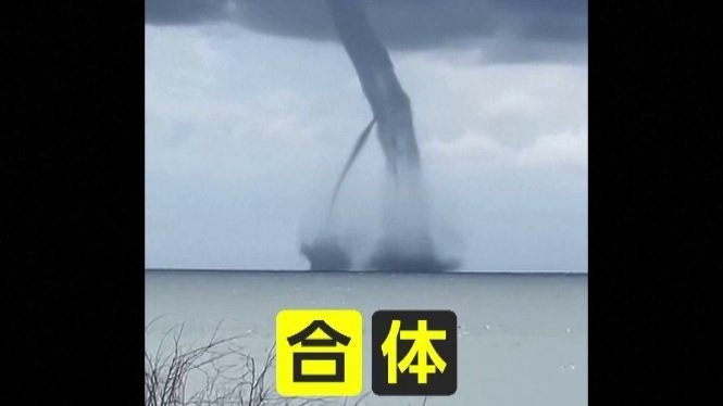イタリア北東部沿岸に出現した双子竜巻