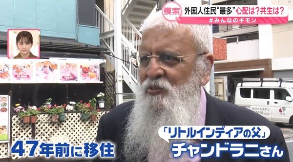 日本の総人口と外国人住民の増加を示すグラフ