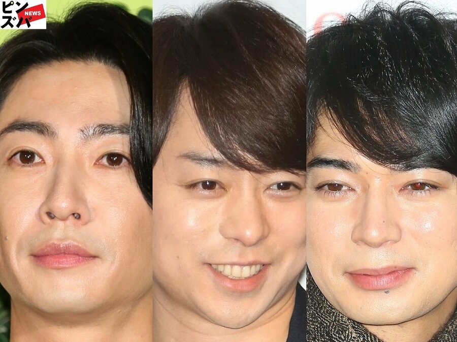 今夏ドラマに主演する嵐の相葉雅紀、櫻井翔、松本潤のポートレート写真