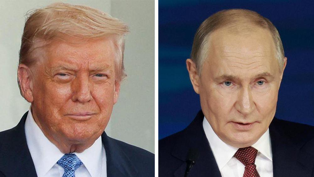 トランプ米大統領とロシアのプーチン大統領が会談に臨む様子。ウクライナ戦争の解決に向けた議論が焦点となる米露首脳会談の重要性を示す。