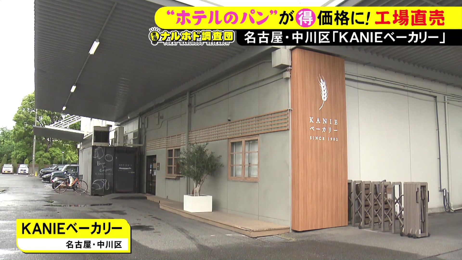 KANIEベーカリーの明るい店内風景。焼きたてのパンが並べられた棚の前に立つ客の様子が捉えられている。