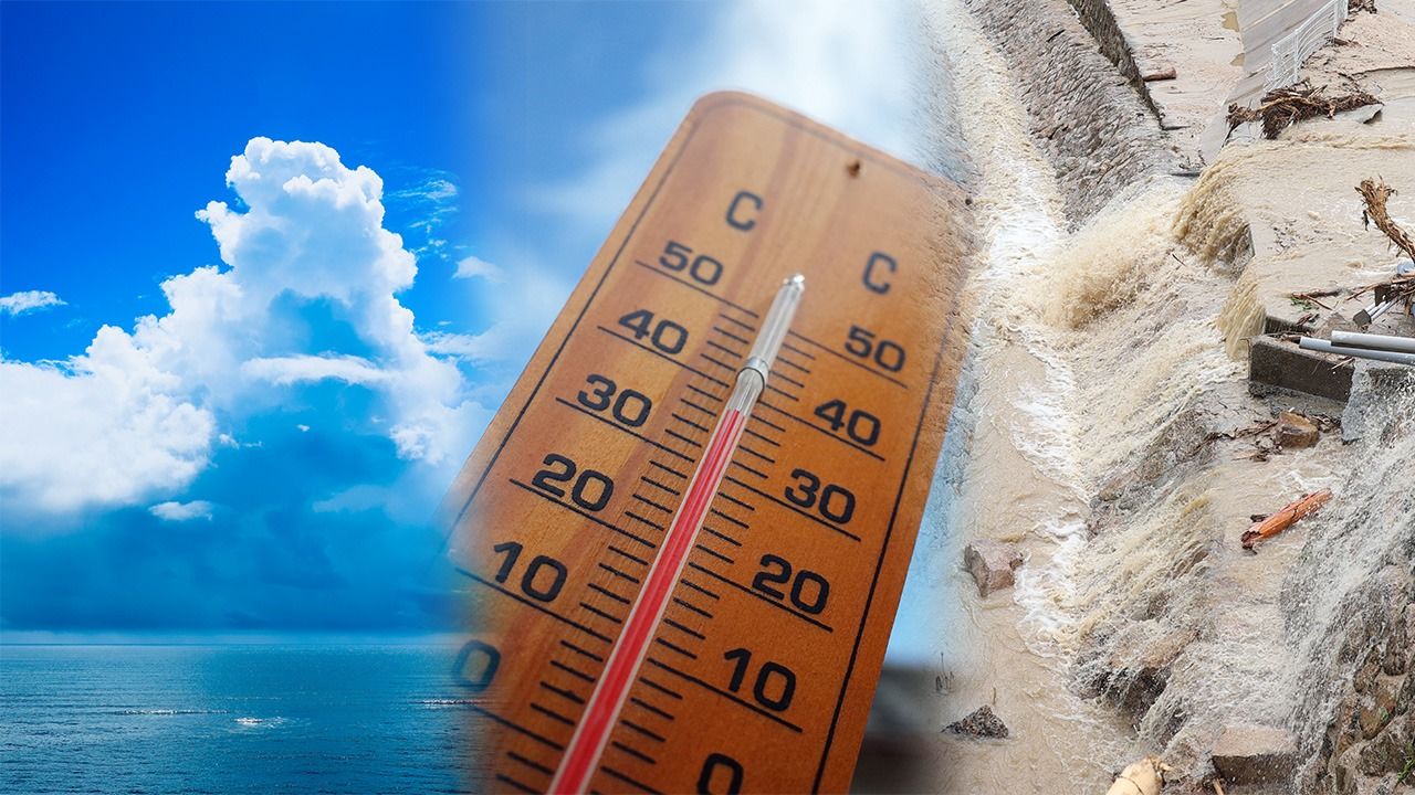日本の猛暑日、強い日差しと青空が広がる風景