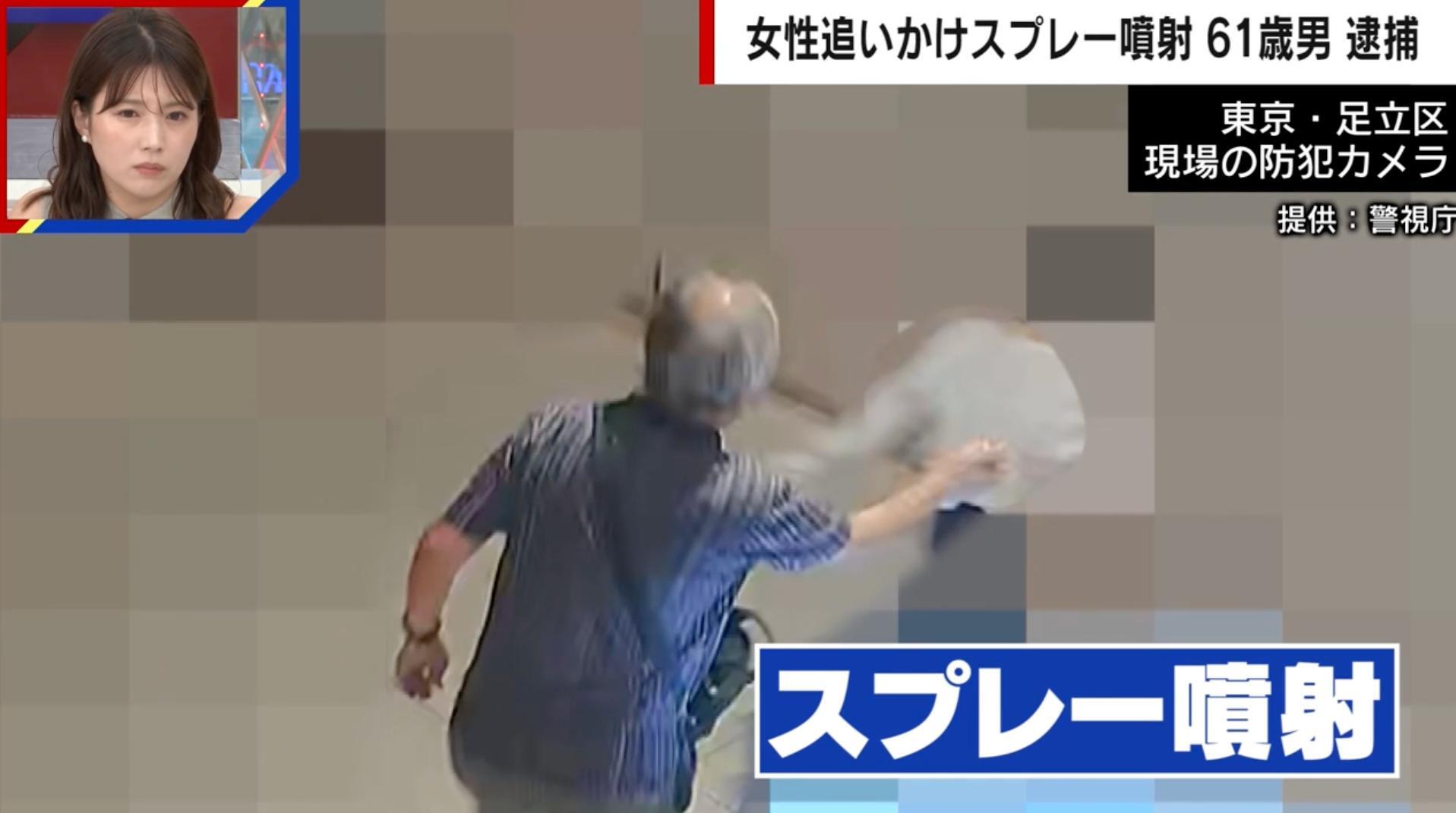 足立区の商業施設で女性を執拗に追い回す根岸秀男容疑者の防犯カメラ映像