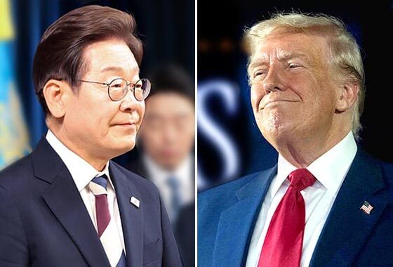 李在明氏とドナルド・トランプ元大統領の会談の様子